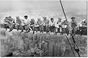 HSFFBHFBH Toile Peinture Déjeuner Au Sommet d'un Gratte-Ciel Noir Blanc Mur Art Ville Paysage Mur Photo Impressions Moderne Décor À La Maison Photo 50x70 cm (19.7x27.6 Pouce) sans Cadre