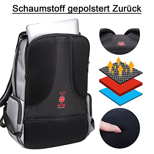 Norsens multifunktionale Computer-Notebook-Rucksack für Männer leichte Business 17 Zoll Laptop Rucksäcke in schwarz - 3