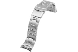 Juntan Watch Strap Curved Ends Watch Band Straps Tapered Wristband Metal Watch Straps Replacement Bracelet for Men & Women 20mm 22mm Stainless Steel Deployment Buckle Black Silver