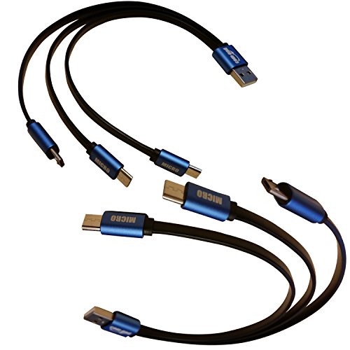 COM-PAD 3xMicro-USB auf USB Splitter-Ladekabel 2x 25cm schwarz/blau - 2