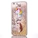 Produktbild iPhone 6 Plus / 6S Plus Hülle, Chreey [Weiß Pferd] Flüssig Treibsand Glitzer Pailletten Transparent mit Bunt Muster Handyhülle Schutzhülle Hart Schale TPU Silikon Bumper Case Weiche Rand [Gold]