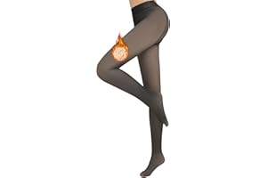 QooNoo Collant Polaire Femme Hiver Effet Transparent 85g/220g/300g, Collants Thermiques Chauds Taille Haute pour Femme