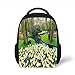 Produktbild Kids School Backpack Spring Decor,Flower Garden in Recreation Park Fresh Grass Field Pond Nature Scene,Green Brown Plain Bookbag Travel Daypack