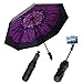 Produktbild merrya winddicht UV Sonne Regen Travel Faltbarer Regenschirm Verlängerbarer Selfie Sticks mit Wireless Bluetooth Fernauslöser für iPhone 7 7S 6 6S Plus 5 5 C 5S Samsung Galaxy Sony HTC MOTO Android-Geräte violett