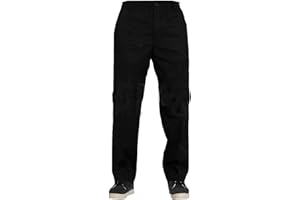EHD Mens Elasticated Waist Smart Rugby Trousers Super Soft Comfortable Workwear Bottoms Straight Leg Casual Formal Golf Pants (34W / 31L, Black)