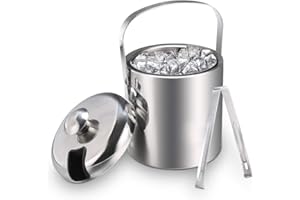 NUIA® Premium Eiswürfelbehälter-Set - Eiseimer mit 1,3L aus Edelstahl - 100% bpa freie Eiswürfelbox - inkl. Deckel, Zange und Abtropfsieb