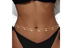 Sethain En couches Perlé Chaîne de taille Perles Chaîne de ventre Paillette Chaîne d'estomac Bijoux de corps Accessoires pour les femmes et les filles (or)