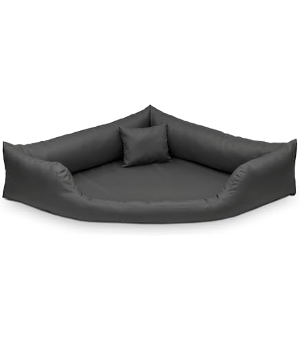 Salla Eckbett Für Hunde & Katzen – Flauschig, Waschbar, 40x40cm, Grau/graphit, Mit Kissen