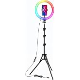 RGB Ring Light 37 Renk Modu &ndash; 10'' LED Selfie Işığı, Tripod Standlı, Telefon Tutuculu, Bluetooth Kumandalı, 360&deg; Ayarlanabili