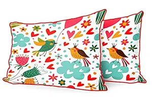 DreamVio Jute Fabric Printed Decorative Pillow/Throw/Cushion Covers for Living Room, Bed Room, Sofa,Chairs,Pillow Cases, Pillow Covers Set of 2, Size 12x18 Inches Style112