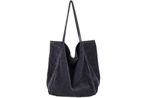 Ulisty Damen Groß Cord Tragetasche Retro Schultertasche Beiläufig Einkaufstasche Mode Handtasche grau