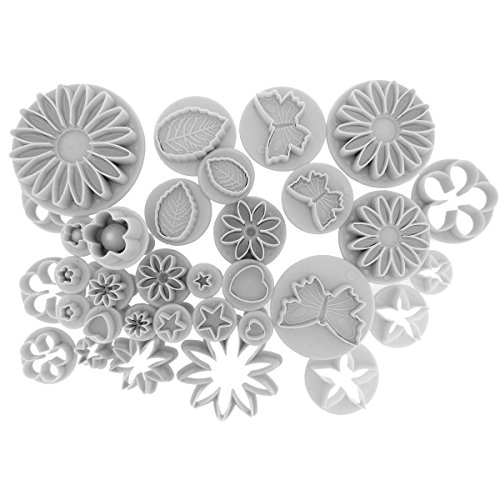 33 teiliges Kuchen Dekorations Zuckerhandwerks Set mit Ausstecher die über eine Auswerffunktion verfügen von Kurtzy TM