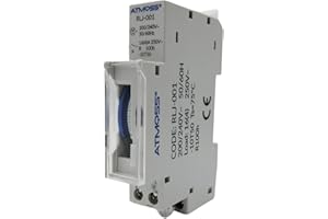 RASMACOR Minuterie journalier analogique avec réserve 100 Heures | Horloge horaire avec réserve 100 Heures | pour Rail DIN | 15 Minutes | Grand Pouvoir de Coupe 16 A/250 V | ATMOSS