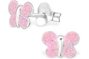 Laimons Dziewczęce Kids kolczyki na sztyfcie, biżuteria dla dzieci, motyl biały, różowy, ze srebra wysokiej próby 925