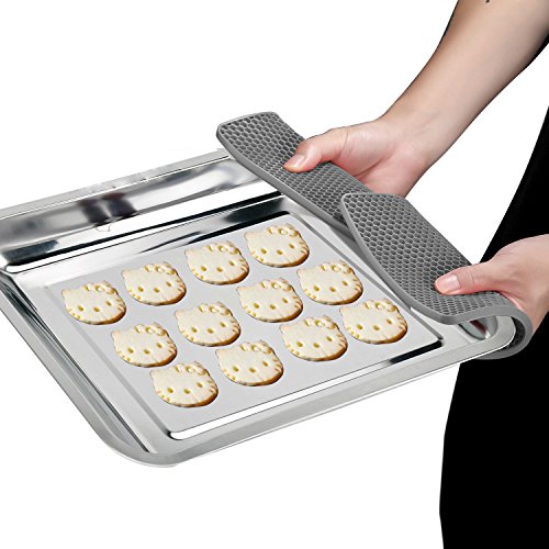 BasicForm Silikon hitzebeständiger Untersetzer, hitzebeständig, multifunktional, Wabenmuster(2 Stück) (Grau) - 4