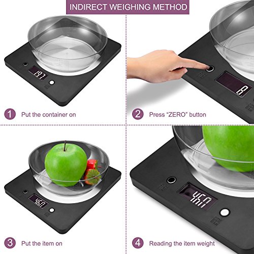 Digitale Küchenwaage,Splaks Hohe Präzision Electronische Waage Digitalwaage Briefwaage mit großem LCD-Anzeige und einem rostfreien Platform zum Messen von Zutaten wie Gewürzen,Mehl,Reis,Briefen und Briefmarken-Schwarz - 4