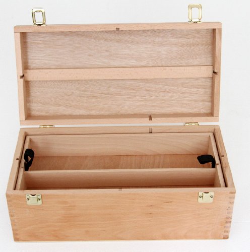 XXL Utensilienkoffer, Malkoffer, Malbox, Pinsel Schatulle Holz - 3