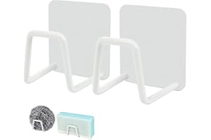 Firavggu 2 PZS Porta Esponja De Cocina Soporte Esponja Cocina 304 Autoadhesivo Blanco Soporte para Estropajos Acero Inoxidable Soporte de Esponja de Cocina Porta Estropajos de Cocina y Baño