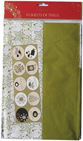 Christmas Tissue Paper Gold Printed with Labels – 10 Sheets in 2 Designs – 510mm x 510mm