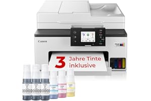 Canon MAXIFY GX2050 Tintenstrahldrucker 4-in-1 Multifunktionsgerät DIN A4 (Drucker, Scanner, Kopierer, Fax, ADF, 600x1200 DPI, WLAN, USB, Duplexdruck, 250 Blatt Kassette) Enthält 6 x Tintenflaschen