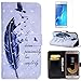 Produktbild Schutzhülle für Samsung Galaxy J3 2017 Hülle Leder Weiß mit Muster,OYIME 3D Glitzer Stoßfest mit Magnet Kartenfach Ledertasche Vollschutz Klapphülle Schutz Cover und Displayschutzfolie - Feder Spruch