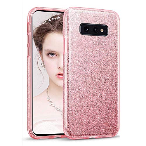 Coovertify Funda Purpurina Brillante Rosa Samsung S10e, Carcasa Resistente de Gel Silicona con Brillo Rosa Rosado para Samsung Galaxy S10E / S10 Lite (5,8