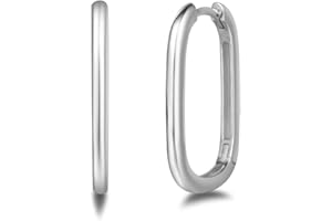 FANCIME Solidne srebro wysokiej próby 925 z białym/żółtym złotem małe okrągłe kolczyki Huggie na zawiasach prostokątne obręcze kolczyki podstawowa minimalistyczna biżuteria prezent dla kobiet dziewcząt -