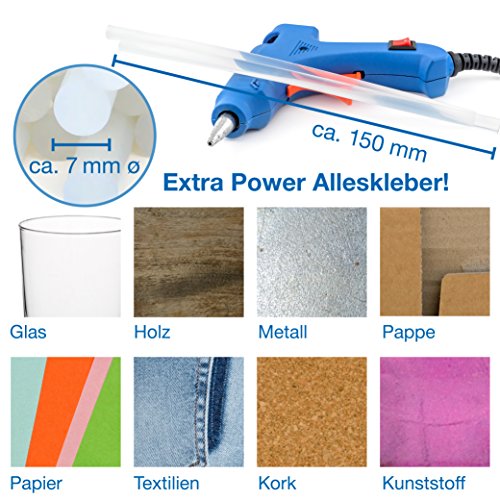 OfficeTree ® 50 Heißklebepistolen-Sticks – 7 x 150 mm – Extra-Power Klebstoff für gängige Heißklebe-Pistolen zur sauberen Verklebung diverser Materialien – lösemittelfrei transparent schnelltrocknend - 3