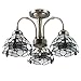 Price comparison product image Traditional And Beautiful Antique Brass Tiffany Style Jewelled Dragonfly Design 3 Arm Curved Ceiling Light