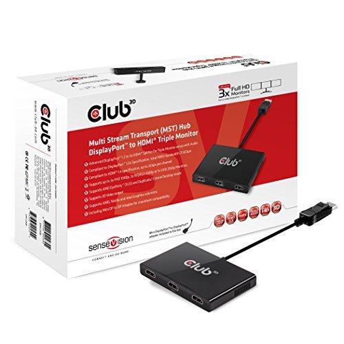 Club 3D Multi Stream Transport (MST)Hub DisplayPort 1.2 (1x DisplayPort auf 3x HDMI) + 1 Mini DisplayPort auf DisplayPort Adapter