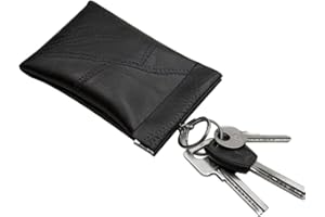 Unisex Schlüsselmäppchen mit Autoschlüsselring, Asudaro Auto Schlüsselanhänger Münzetui Große Kapazität Schlüsseletui Wechselkartenhalter für Damen Herren Leder Autoschlüsselhalter,Schwarz