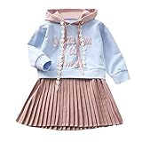 Kobay Kleinkind Kinder Baby Mädchen Brief mit Kapuze Sweatshirt Prinzessin Kleid(3-4T,Blau)