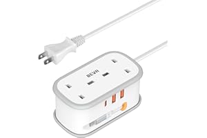 UK to Japan Plug Adapter with 1.5M Extension Cable, BEVA 2 Way 3 USB (2A+1C) Power Adapter with Retractable USB C Cable for Japan Travel (Type A)