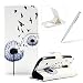 Produktbild Samsung Galaxy S5/S5 Neo Handyhülle Brieftasche Lederhülle Case,Bookstyle Magnet PU Leder Standfunktion Kompletter Schutz Kartenfach Wallet Cover für Samsung Galaxy S5/S5 Neo,Herzzer Mode Gute Qualität [Fliegend Vögel Löwenzahn Muster] Schutztasche Schutzhülle Handyschale Hülle Flip Case Cover für Samsung Galaxy S5/S5 Neo + 1 x Frei Weiß Handy Halterung Ständer + 1 x Frei Silber Touch Pen Stift Stylus