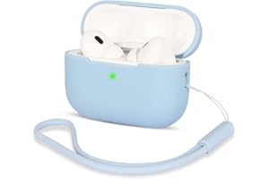 AOTUAO Compatibile con AirPods PRO 2 Custodia Case Cover, Case Protettiva Antiurto Antiscivolo in Silicone per AirPods PRO 2 Seconda Generazione 2022 Custodia con Silicone Lanyard, Denim Blue