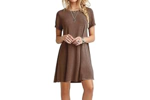 Zeagoo Vestido de verano para mujer, manga corta, holgado, largo hasta la rodilla, cuello redondo, vestido de verano para la playa