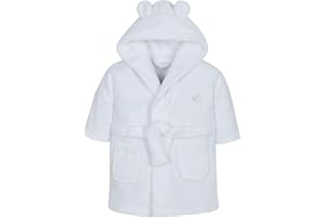 BABYTOWN Bébé Garçons & Filles Unisexe Peignoir (Âges 6-24 Mois) Peluche Douce Flanelle Polaire à Capuche Peignoir de Bain - Blanc, 0-6 Mois