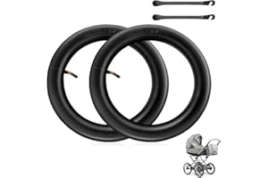 mizikuu Camera d'Aria Da 10 Pollici, 2 Pezzi 10 x 2/2,125 Tubi Con Angolo Av 45°/45° Per Pneumatici Di Passeggini Tubo Senza Cuciture Speciale Miscela Butilica Con 2 leva per pneumatici, Nero