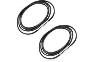 DKDXID 2pcs Collar de Cordón para Hombre,Collar Cuero Trenzado Mujer,Cordon Cuero para Colgante 2mm/3mm Grosor,Pulsera Cuero Trenzado Hombre Collares de Piel Sintética para Combinar con Ropa,40-60cm Largo