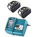 Produktbild 2 Stück 18V 4,0Ah 4000mAh Akku und Ladegerät für Makita Werkzeugakkus BL1840 BL1830 BL1815 Li-Ion Ersatz DC18RA DC18RC 194337-6