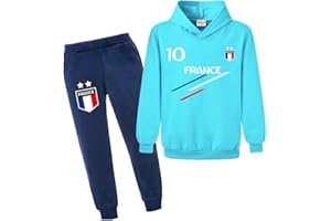 Forlcool Ensemble deux pièces sweat à capuche et pantalon de sport de football pour enfants France 2 étoiles