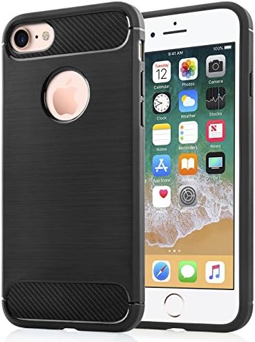 Centopi iPhone 7 Case, iPhone 8 Case Carbon Fibre Textured Gel Cover | Shock Absorbing | Lightweight &amp; Slim TPU Gel Protection For iPhone 7 (2016) &amp; iPhone 8 (2017) - Black