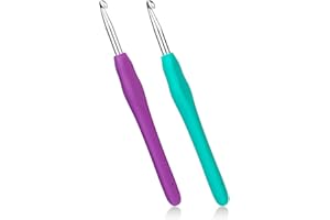 Deudy 2 Stück Häkelnadeln, 5/5.5 mm Ergonomische Häkelnadeln, Häkeln mit Für Strickanfänger, Mit farbigem Silikongriff für Haushaltsartikel, Decken und mehr