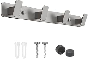 FOGAWA Appendiabiti da Parete con 4 Ganci, Attaccapanni da Muro in Alluminio, Ganci Attaccapanni da Muro per Bagno,Cucina,Ingresso,Cameretta,Camera da Letto,Soggiorno,Corridoio (Grigio)