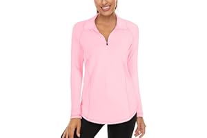 Akiooue Womens Long Sleeve UPF 50+ Running Tops 1/4 Zip Gym Sports Workout Cycling Golf Shirts