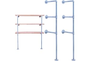 LINKPIPES Industrielles Rohrregal, Regalhalterungen DIY Open Book Regal für Büroraum Küche Wandregale (2Pcs 3Tier,45.3" hoch,11" tief, Hardware Nur)