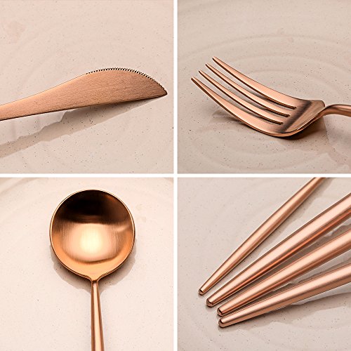 LEKOCH Bunte 4-teilig 18/10 Edelstahl Besteck Set (Rose Gold) - 5