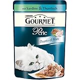 Gourmet Perle Katzenfutter Duetto di Mare mit Sardine und Thunfisch, 24er Pack (24 x 85 g) Beutel