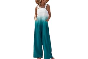 Acrawnni Damen Latzhose Vintage Floral Gedruckt Lose Casual Baggy Ärmellos Overall Lang Jumpsuit Playsuit Hosen Romper