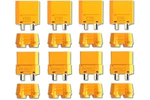 VUNIVERSUM 4 paia (8 pezzi) originali Amass XT90 XT90H ad alta corrente dorata, spina dorata a prova di inversione di polarità con cappucci di protezione, maschio 90 A di Mr. Plug, Modellbau®